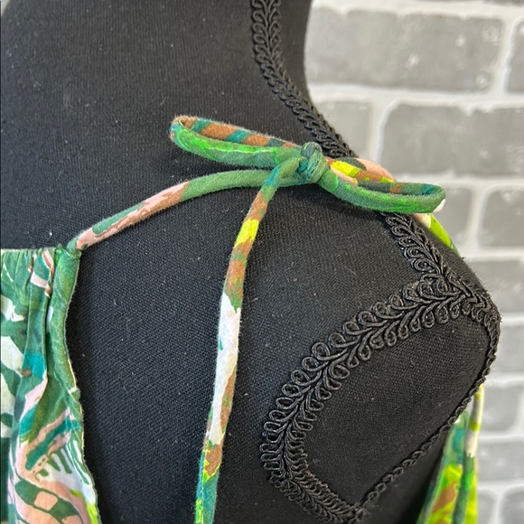 Haute Hippie Top Womens XL Safari 100% Cotton Green Seashell Beaded Bohemian - Picture 5 of 12